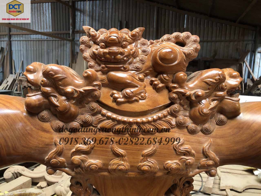 bàn ghế chạm nghê bằng tay